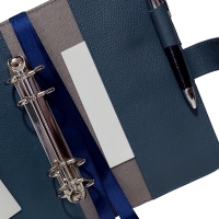 Caderno Organizer Couro Raffai - Azul Jeans